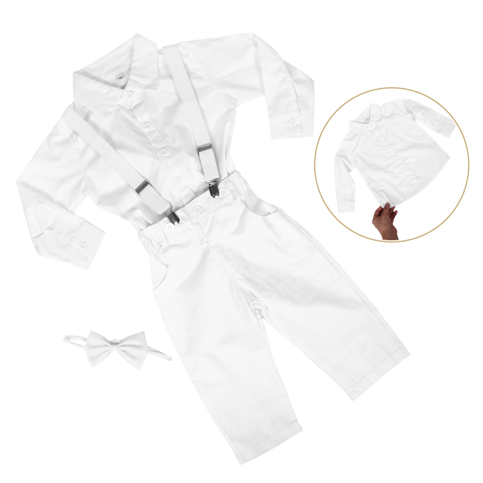 de Manga Larga con Pajarita y Tirantes Pantalones para Ropa de Boda y Celebraciones