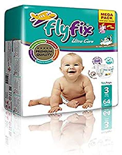 FlyFix TRFFXBD100010 - Pañales para bebés, ultraconfort y protección, midi, (4-9 kg) - 64 pcs, unisex
