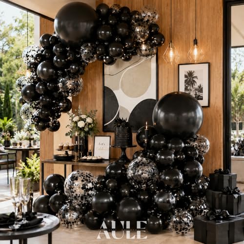 Image of AULE 100Pcs Latex Black Balloons 18 /12 /10 /5 Inch Different Sizes