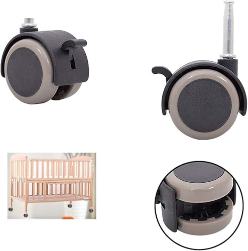 Miniatura 4 de Ruedas giratorias, ruedas pesadas, juego de 4 ruedas giratorias de goma para cuna infantil con frenos, rueda de muebles de 2 pulgadas, accesorios