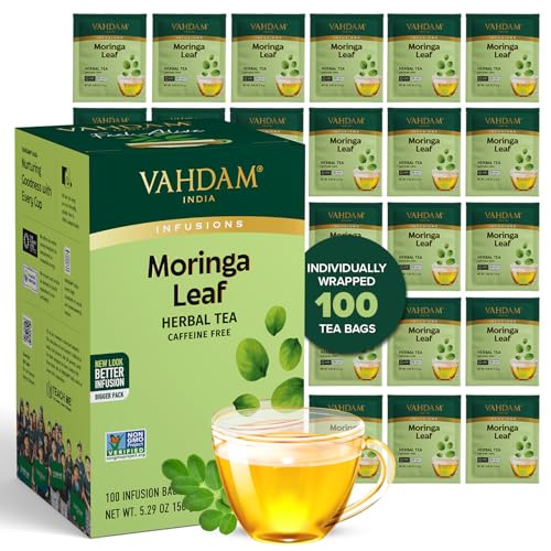 Image of VAHDAM, Moringa Tea (100 Tea Bags)| Caffeine Free, Non-GMO, Indian Origin, Eco-Friendly Individually Wrapped Tea Bags
