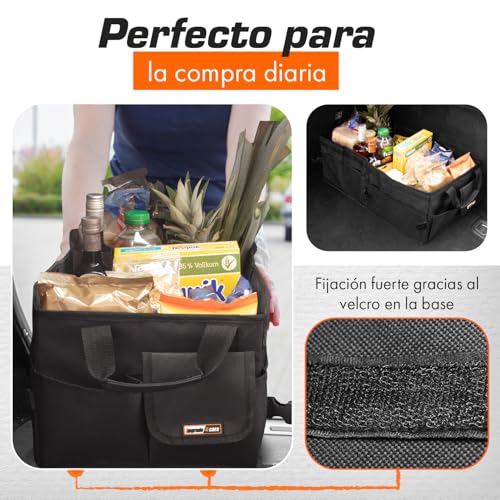 Upgrade4cars Bolsa para Maletero de Coche Grande | Organizador para Compras, Herramientas y Limpieza | Mala Organizadora Carro Caja Plegable Almacenaje Accesorios Interior - imagen 5