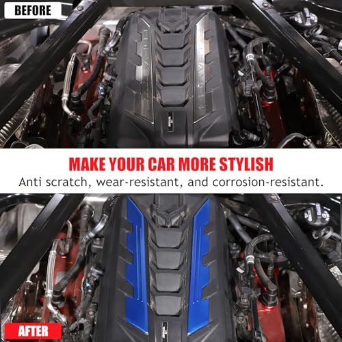 Image of Engine Bay Panel Cover Trim 2PCS Compatible with Corvette C8 Stingray 2020-2025 Engine Cover Left Right Protective High Temperature Resistance Cover Trim Accessories (Blue)