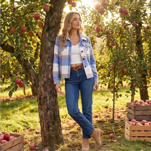 Elneeya Plaid Jacket Women Cropped Cute Button Down Collared Fall Coat - image 3