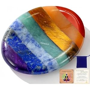 Thumb Worry Stone Crystals and Healing Stones for Anxiety Sensory 7 Chakra Oval Natural Tiny Meditation Accessories Mental Health Gifts Fidget Depression Stress Anxiety Relief Items for Women