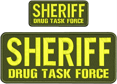 Special Patches for Velcro Patches for Uniform for Sheriff Drug Task F EMB Patch 2X5 and 4X10 Hook ON Back OD Green Yellow Model-Q-X989-1095