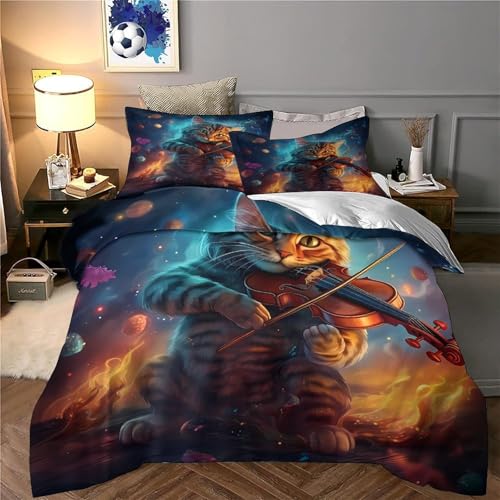 Housse de couette King chat en microfibre premium effet 3D saine et durable - 6