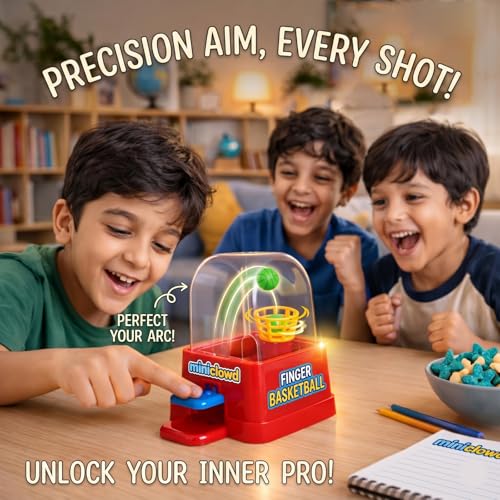 Image of Finger Basketball Game for Kids & Adults - Portable Desktop Sports Toy for Hand-Eye Coordination, Focus, and Reflex Training - Compact Indoor Stress Relief Game