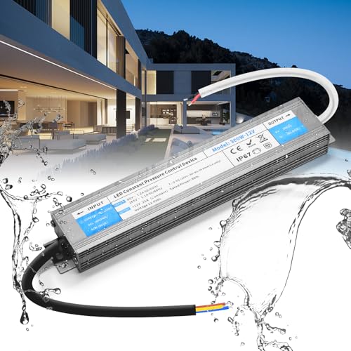 BRIMETI 12V 300W LED Transformer 25A LED Driver Waterproof IP67 Outdoor AC 240V to 12 Volt DC LED Light Strip Constant Low Voltage LED Power Supply