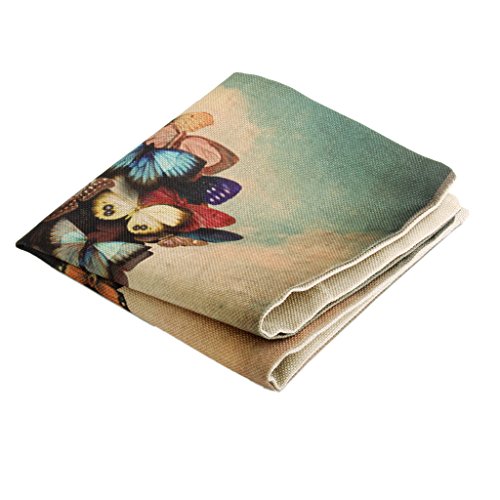 Federa Cuscino Lino Motivo Farfalla Copricuscino