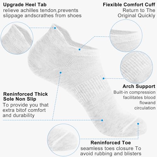 Image of Corlap 8 Pairs Ankle Socks Womens and Men Running Athletic Low Cut No Show Socks With Tab