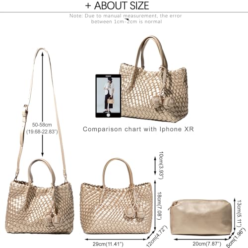 Image of Woven Tote Bag for Women, Hobo Bag for Work, Large Beach Travel Handbags and Purses, Retro Shoulder Bag, Shopping Bag