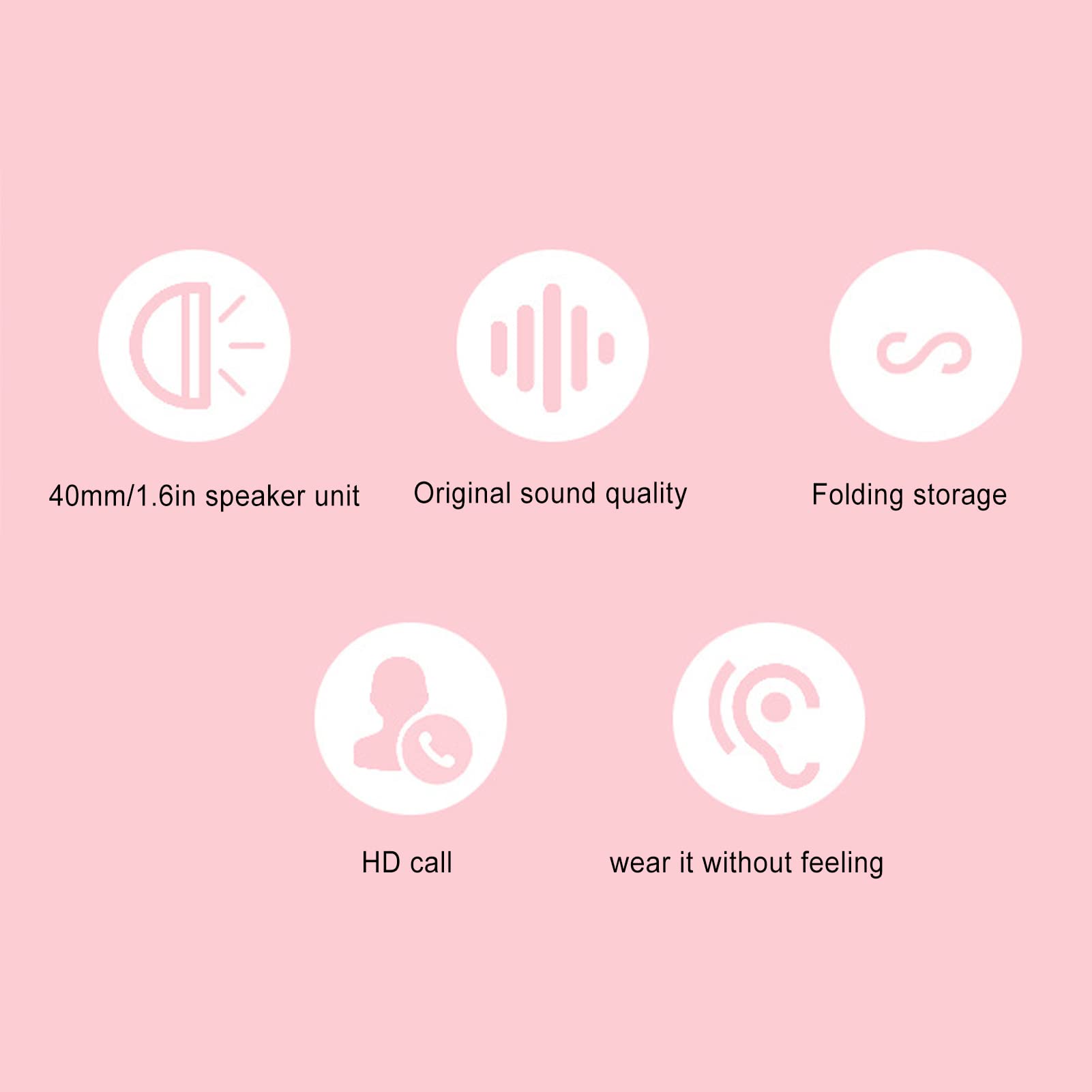 Annadue Wireless Headphones for Kids Cute Over Ear Bluetooth Headset with Deep Bass, Foldable Stereo Headset, Built in Mic - Image 4