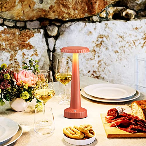 Sakringt Cordless Table Lamps Rechargeable, 5000Mah Battery Operated Led Dining Desk Lamp, Portable Battery Powered Dimmable Metal Table Light For Outdoor Restaurant Bar Cafe Patio Party(Orange) #TOP2
