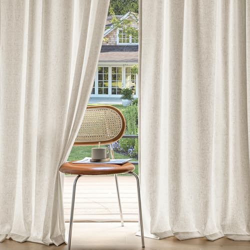 MIULEE Non-See-Through Privacy Linen Curtains 2 Panels, Light Filtering Window Curtains Farnhouse...