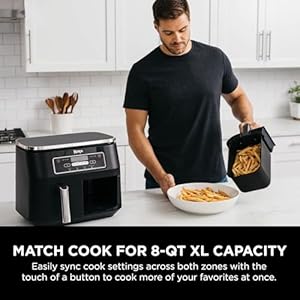 Ninja Foodi 4 in 1 8-Quart 2-Basket Air Fryer with DualZone Technology, Air Fry, Roast, Reheat, and Dehydrate - Black (DZ100) Ninja Foodi 4 in 1 8 Quart 2 Basket Air Fryer with DualZone Technology Air Fry Roast Reheat and Dehydrate Black DZ100