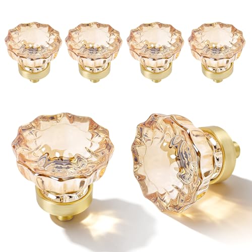 Image of 4 Pack Champagne Gold Crystal Cabinet Knobs for Drawer,1.5 inch