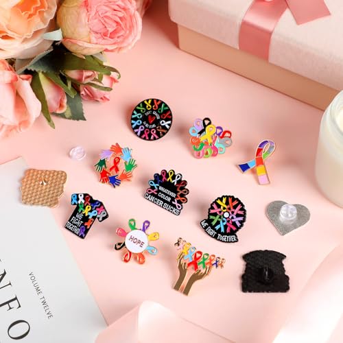 Image of Landical 12 /36 /60 /84 Pcs Cancer Awareness Pins Ribbon Lapel Pin Breast Cancer Awareness Pin for Hat Backpack Cloth Women Gift