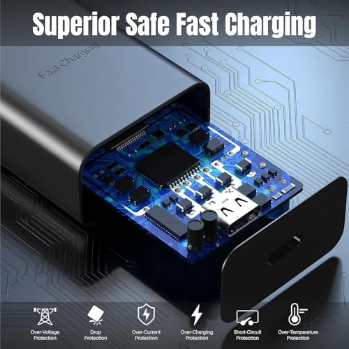 Image of Samsung Original 45W Super Fast Charger Compatible with Samsung S25 /S24 /S23 /S22 /S21 /S20 (Ultra /Plus /Fe), Note 20 /20+ /10 / Z Fold /Flip /S /A /F /M Series | Type C PD 3.0 Charger Combo,Black