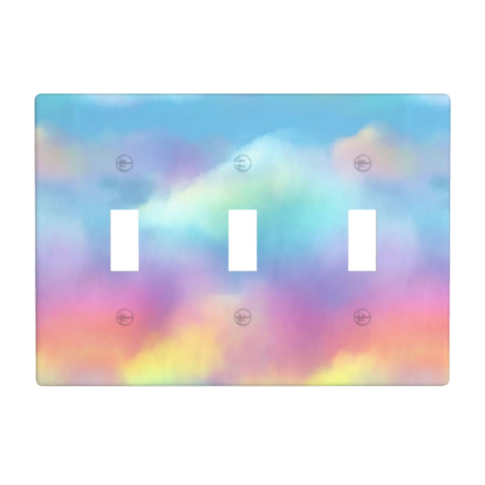 Colorful Soft Gradient Rainbow Light Switch Covers 3 Gang Triple Toggle Wall Plate Switchplate Electrical Faceplate for Bathroom Kitchen Bedroom Decor