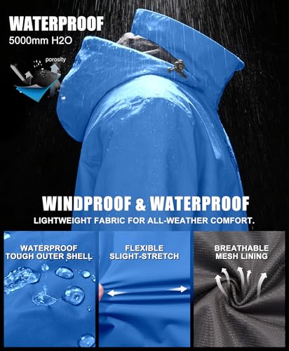Image of Little Donkey Andy Mens Waterproof Rain Jacket Lightweight Windbreaker Hooded Jacket Packable Raincoat for Outdoor Hiking