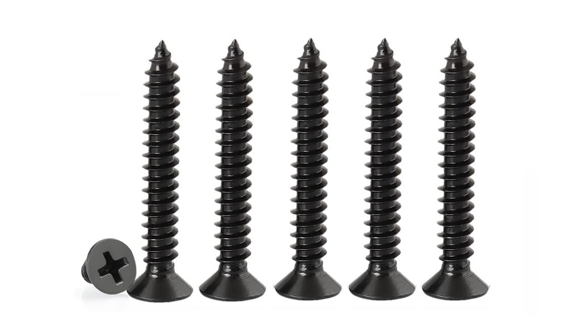 Black Self Tapping Screws for Wood,50pcs M4 x 30mm 304 Stainless Steel Flat Head 10mm screws for Furniture and Drywall (M4 x 30mm 50PCS)