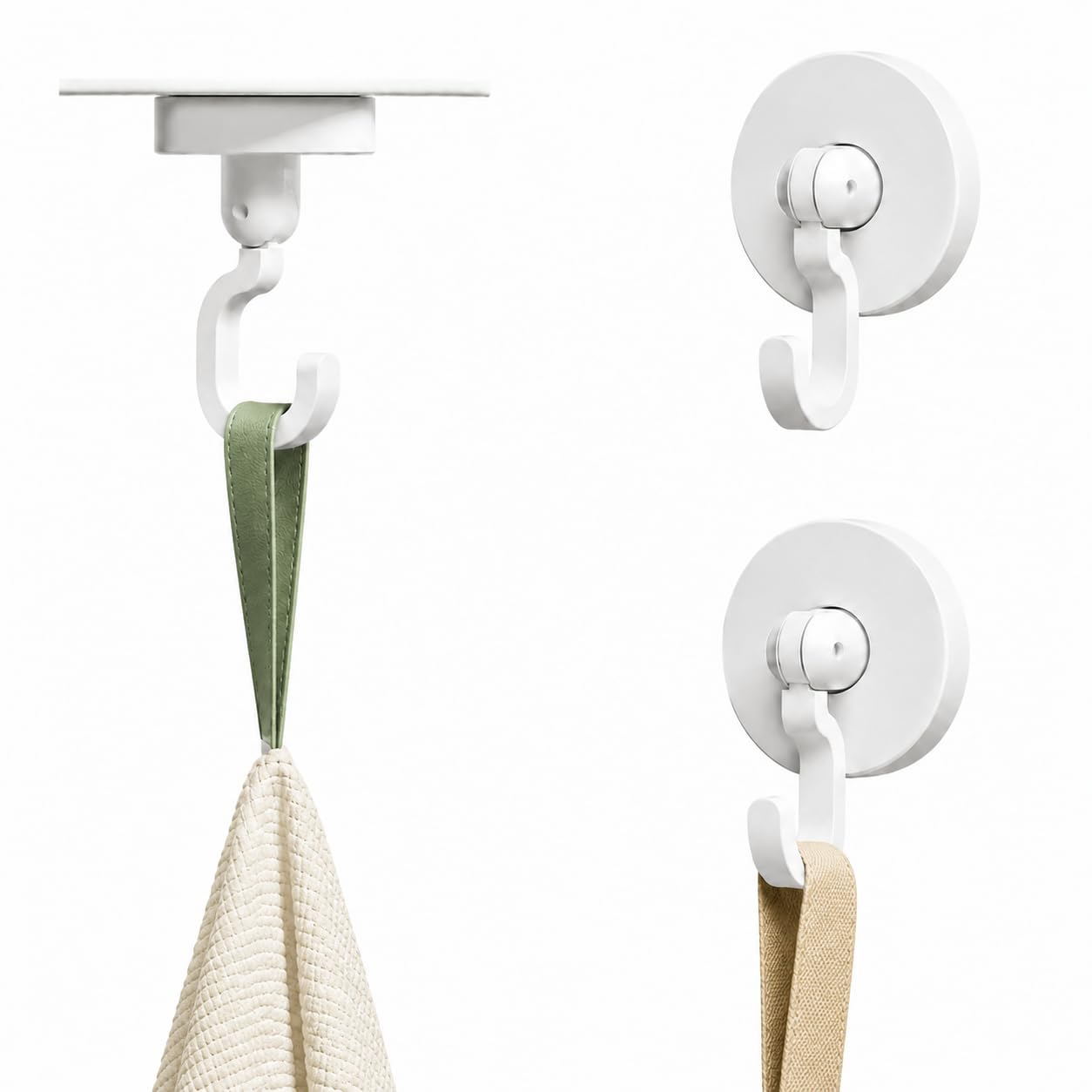 Adhesive Wall & Ceiling Hooks: 3-Pack 3 lbs Heavy Duty 360° Swivel