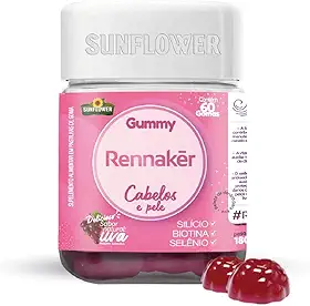 Rennaker (Gummy Hair) 60 gomas 3g - Biotina, Silício, Selênio, Cromo - Sunflower