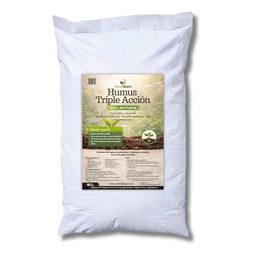 Humus Triple Acción, enriquecido con biochar y harina de basalto. Abono natural y ecológico. Cuidado completo y equilibrado para tus cultivos. (20L)
