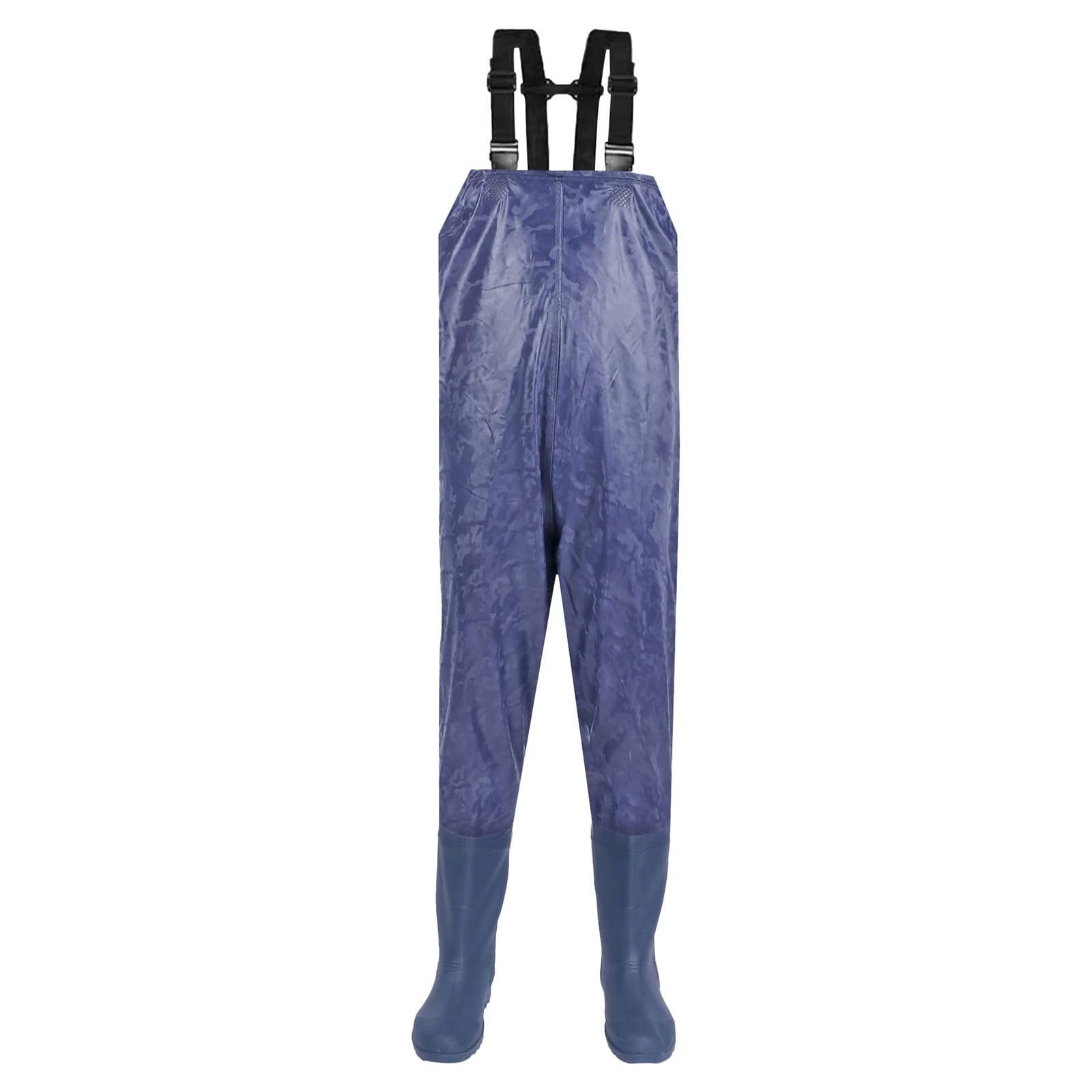 IQYU Pantaloni da lavoro da uomo blu salopette da uomo: trampolieri da uomo impermeabili in neoprene pantaloni da pesca impermeabili con stivali, pantaloni funzionali per la pesca, fattorie, giardini