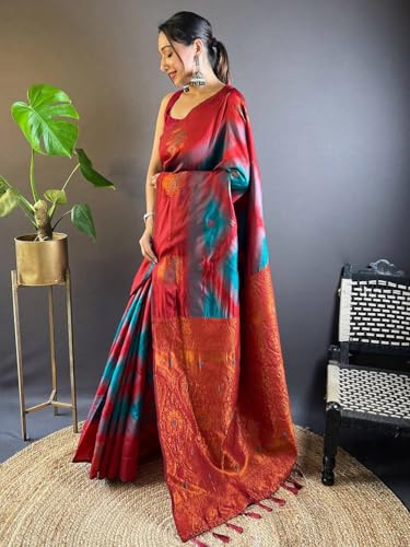 Image of SGF11 Women's Kanjivaram Pure Soft Silk Saree With Unstitched Blouse Piece