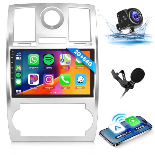 Hodozzy 2GB 64GB Autoradio Android pour Chrysler 300 300C 2004-2011 Radio avec Apple Carplay sans Fil Android Auto, Double Din Radio écran Tactile 9 Pouces...