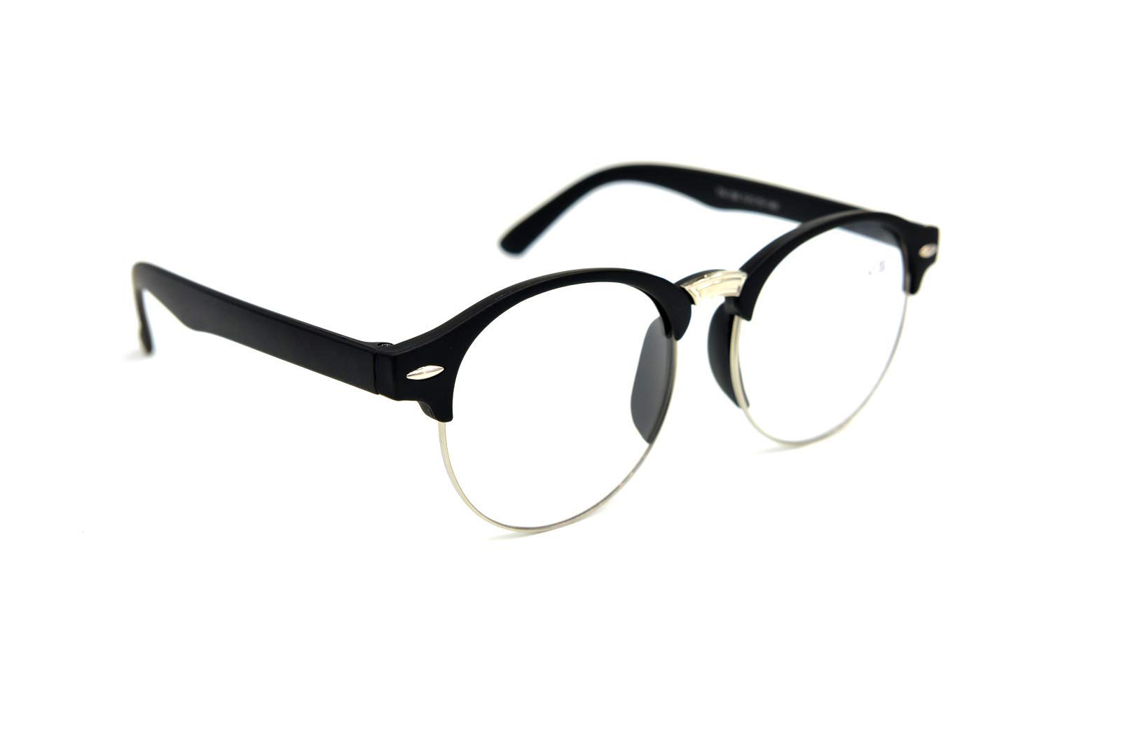 Fads & Fashions Unisex Black Classic Round Half Frame Browline Stylish Retro Reading Glasses In 3 Colours Tn106 (, 1.5)