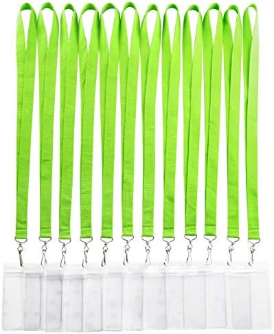 YOYOGO 12 Pack Cruise Lanyard with Waterproof ID Card Holder, Colorful Durable Lanyard with Badge ID Card Holder (Apple Green, 12 Pack)