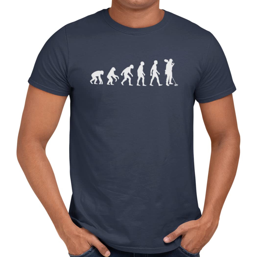 Getting Shirty Detectorist (Metal Detector) Evolution Men and Women's Unisex T-Shirt (as8, Alpha, s, Regular, Regular, Blue)