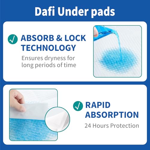 Image of DAFI Disposable Incontinence Bed Pads, 30 inchx 36 inch(200 Count) Thick Underpads, Effective Odor Control Pee Pads, Chucks Pads, Protection for Elderly, Adults, Babies, Pack of 4