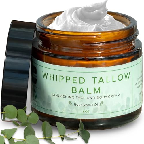 Whipped Tallow Balm (Eucalyptus) by REALLY GOOD BLENDS - Hypdrating Face & Body Cream - Beef Tallow Balm Moisturizer for All Skin Types - Grass Fed & Organic, 2 oz