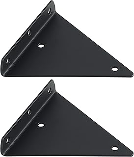 Triangle Board Shelf Brackets Floating Shelf Bracket Triangle Metal Shelf Bracket Heavy Duty Shelf Support Wall Mounted Hidden Brackets for Wood Shelves 5 inch, Matte Black Finished, JS13X14B-2P