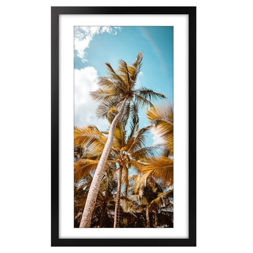 Image of Frametory, 14x24 Picture Frame With Mat for 11x22 Picture - High Definition Glass Wide Molding - Preinstalled Wall Mounting Hardware (Black, 1 Pack)