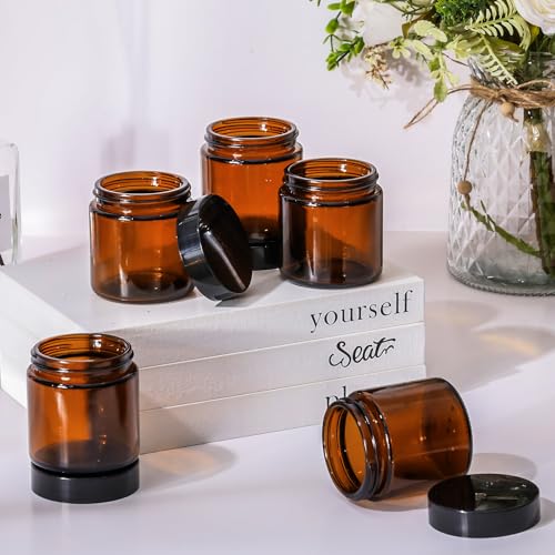 Image of Norme 24 Pcs 4 oz Glass Jars with Lids Cosmetic Jars, black, Amber
