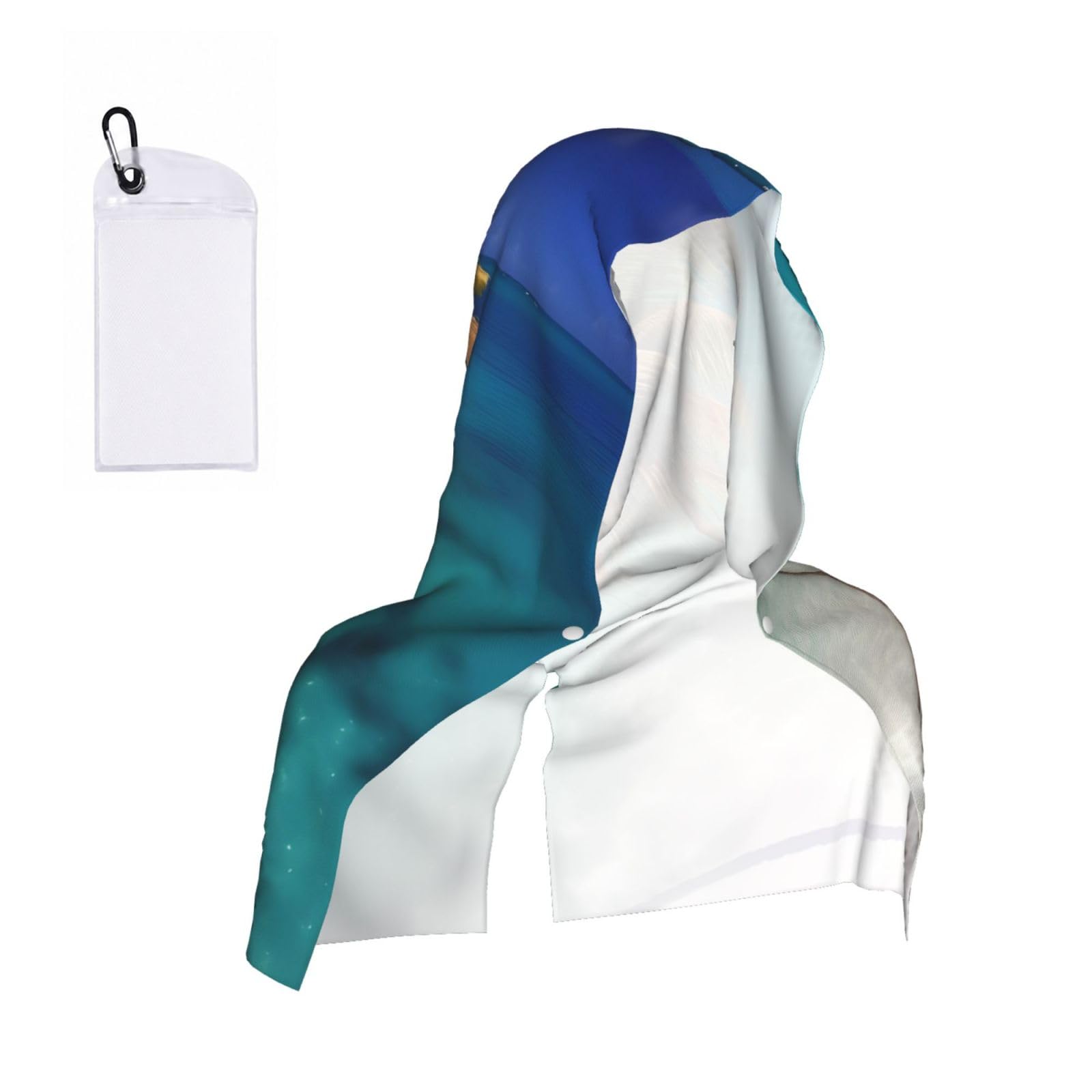 CNTDBU Caribbean Islands Cooling Towel Hooded-Instant Chill Neck Cover for Sports, UV Cooling Rag for Running Gym