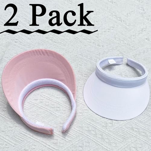 Image of 2 Pack Visor Women Men Sun Hat Clip On Visors Adjustable Sport Wide Brim Cap