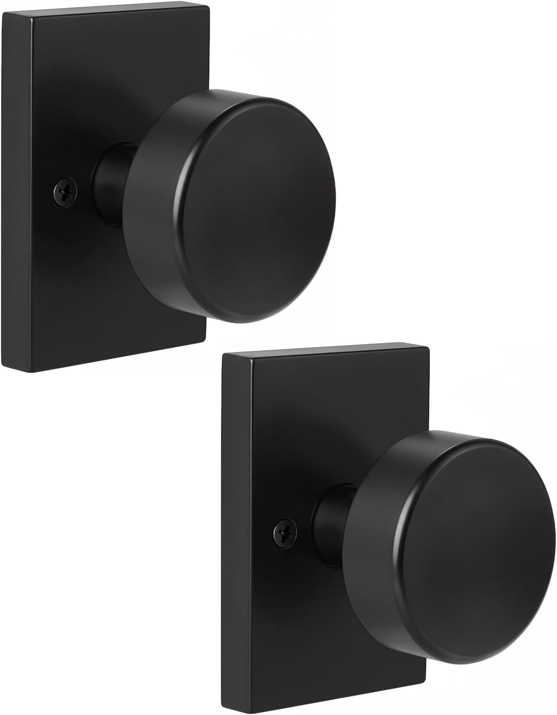 Matte Black Exterior Door Knobs with Lock and Key | Front Entry Door Lock Door Handles for Bathroom Bedroom, Keyed-Alike,1 Pack