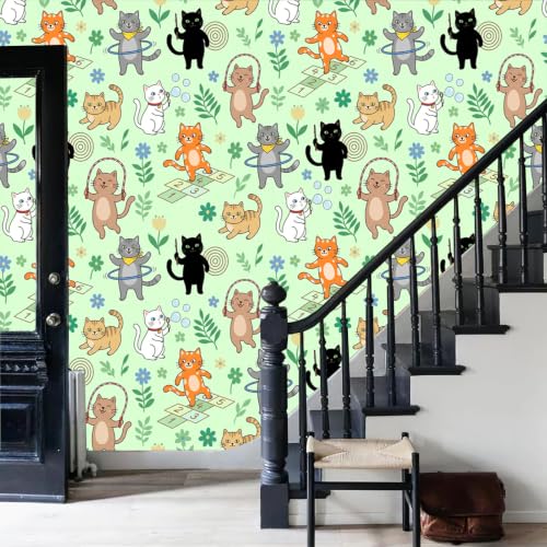 Tapisserie murale papier peint intissé 3D chat noir violet lavande 184x127cm WunM Studio