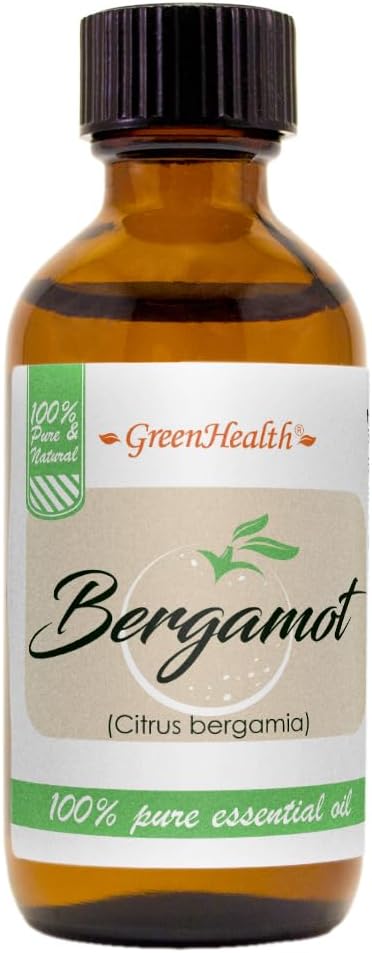 Bergamot Essential Oil – 2 fl oz (59 ml) Glass Bottle w/Cap – 100% Pure Essential Oil – GreenHealth