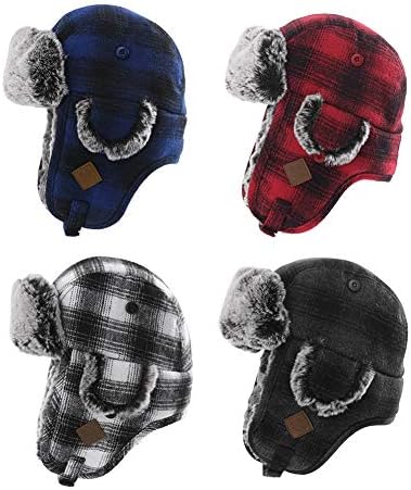 Unisex Winter Trapper Hat for Men Warm Hat for Women with Faux Fur Ear Flaps Thick & Soft Fleece Lined Cold Weather Outdoor Hat 55-61CM