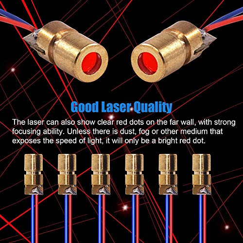 WOWOONE 20pcs 5V 650nm 5mW Laser Diode Laser, 5mw Laser Pointer Head, Red Dot Laser Module, Small Mini Laser Pointer Diod, Diy Dot Laser Pointer, Mini Laser Tube with Leads Head Outer Diameter 6mm