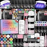 Glamonade Acrylic Nail Kit for Beginners: Professional Nail Set with Drill Acrylic Powder Gel Polish Nail Stamp for Home Starter Practice & DIY Manicure