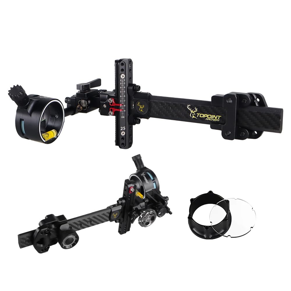 Compound Bow Sight Carbon Fiber Bar Micro Adjustable Bow Sight T Shape Single Pin Target Sight