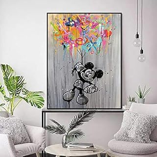Xin Yao Store Quadro su Tela Stampe Nordiche Simpatico Cartone Animato Immagini di Topolino Quadri Wall Art Dipinti Decorazioni per La Casa Poster per Soggiorno No Cornice Tq93 40X60Cm